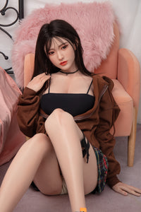 Lily Asian D-cup Silicone Head Implanted Hair sexdoll full body for Male