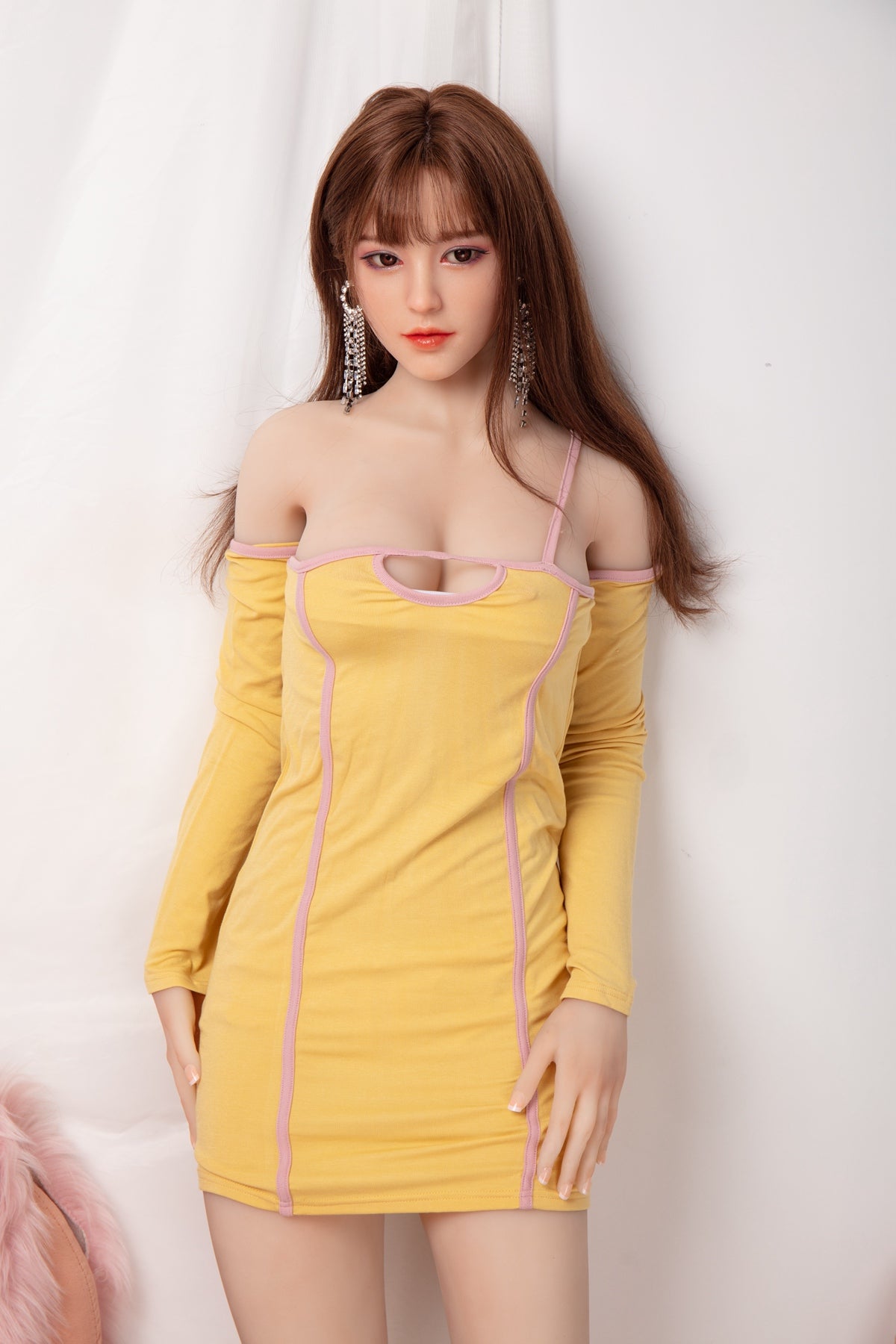 160cm D-CUP Asian Teen Sex Doll Long Implanted Hair Silicone sex doll